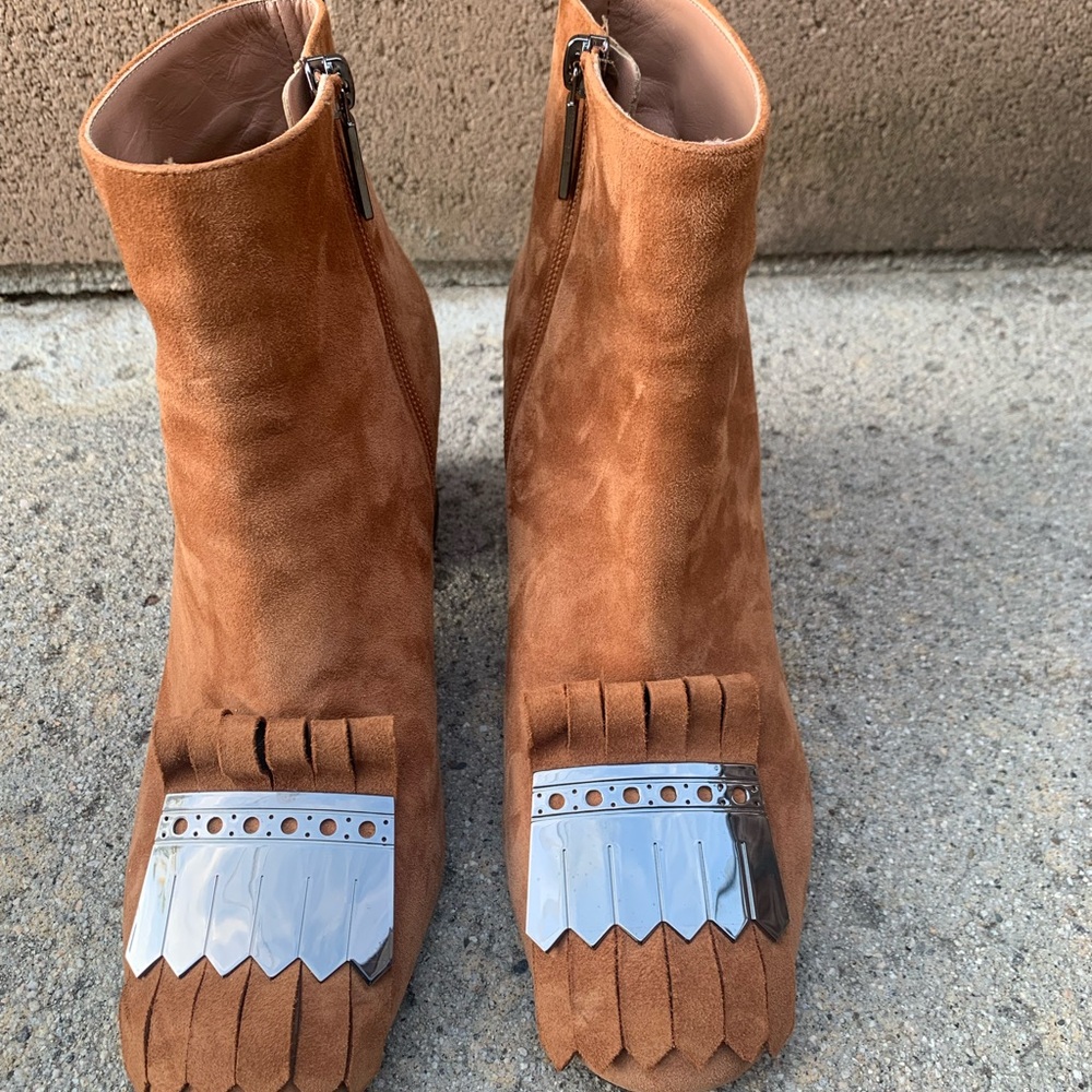 Pollini Suede Ankle Kiltie boots -size 38